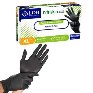 Reflexx R67 pack de 100 gants en nitrile taille XL noir jetable sans poudre  pour l&39industrie