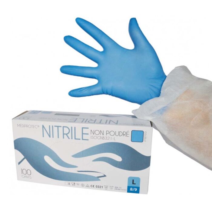 Gants nitrile non poudré 100 gants taille L 8/9