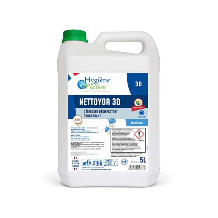 produit d'entretien hygiène & nature nettoyor 3D détergent désinfectant surodorant ambiance