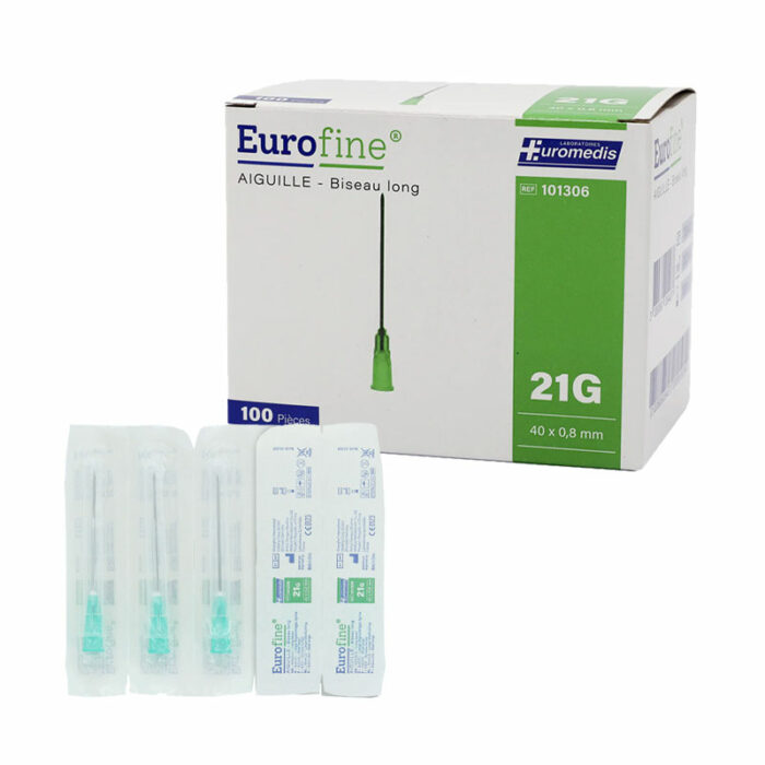 Aiguilles hypodermiques 21G vert Eurofine