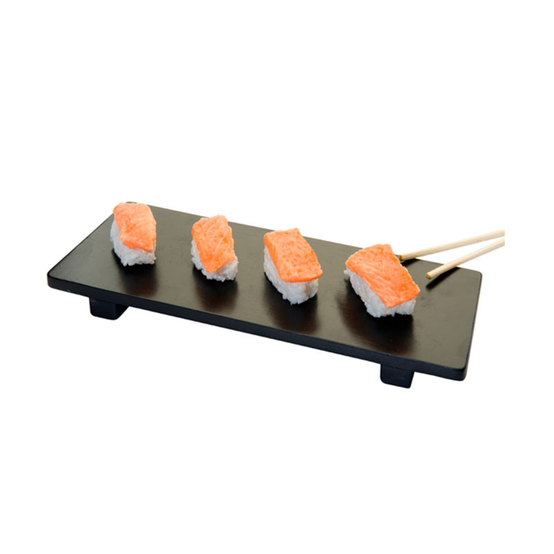 présentoir à sushi moyen noir en bambou illustration