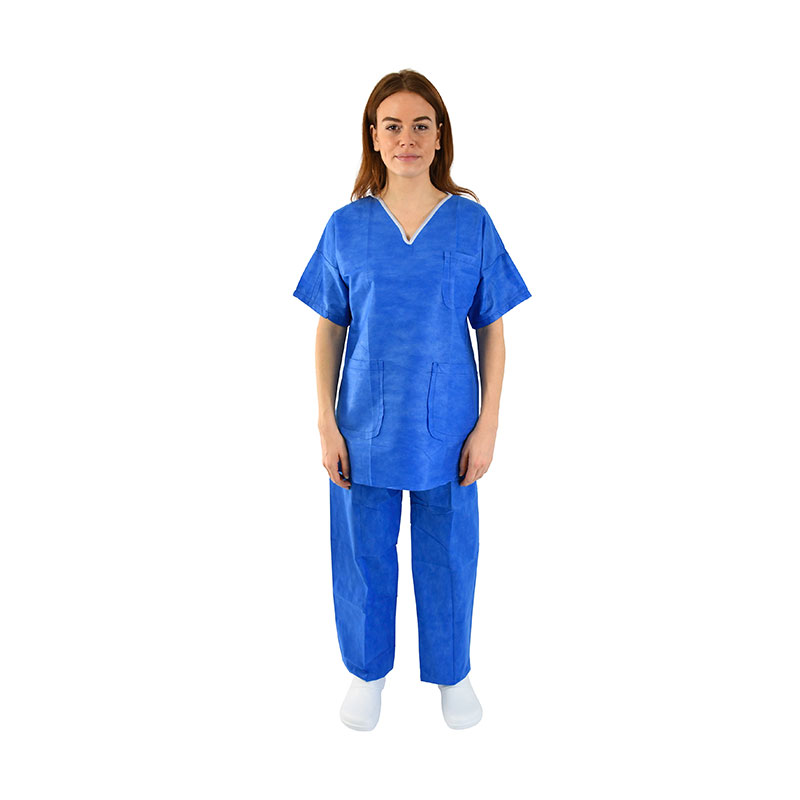 Pyjama bleu à usage unique avec poches médicale