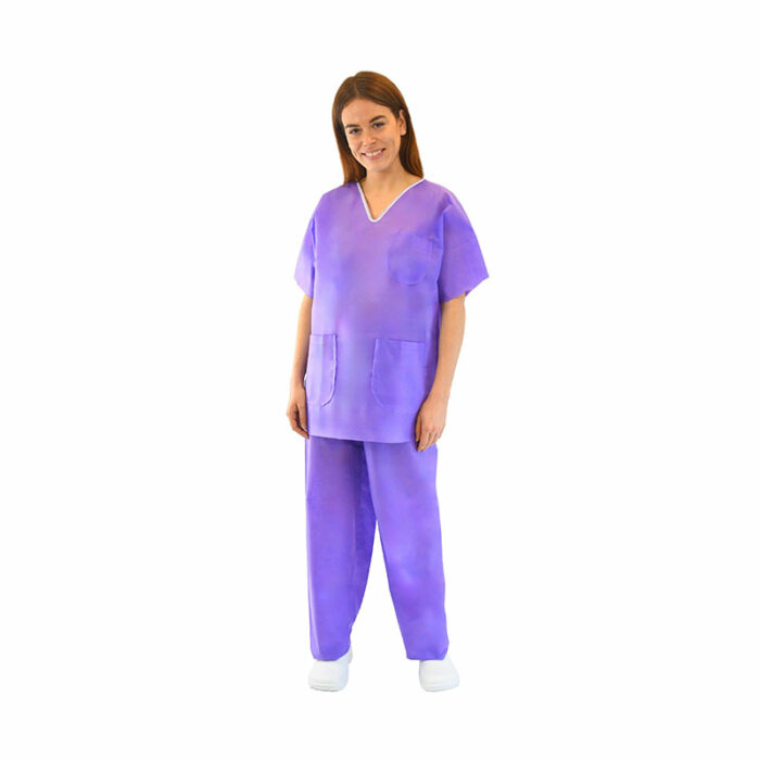 Pyjama violet à usage unique avec poches médicale